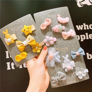 Vỉ 5 cặp tóc xinh xắn dễ thương phong cách Hàn Quốc cho bé gái