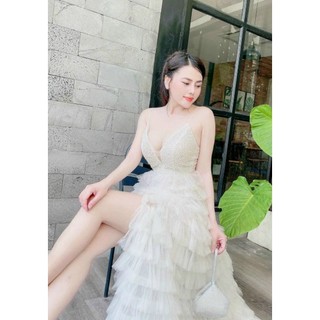 ĐẦM MAXI TẦNG XẺ ĐÙI
