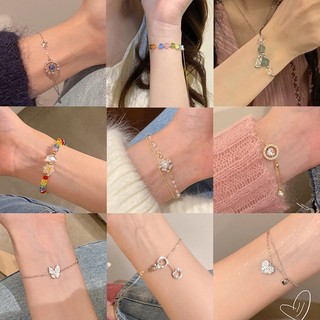 Vòng tay đính hạt pha lê ngọc trai thời trang mùa hè cho nữ