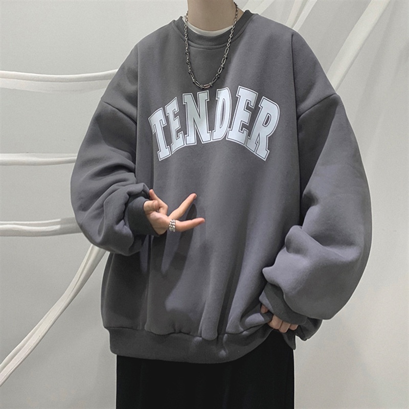 WISH UP Áo Sweater Cổ Tròn Dáng Rộng In Chữ Thời Trang Mùa Thu Cho Cặp Đôi