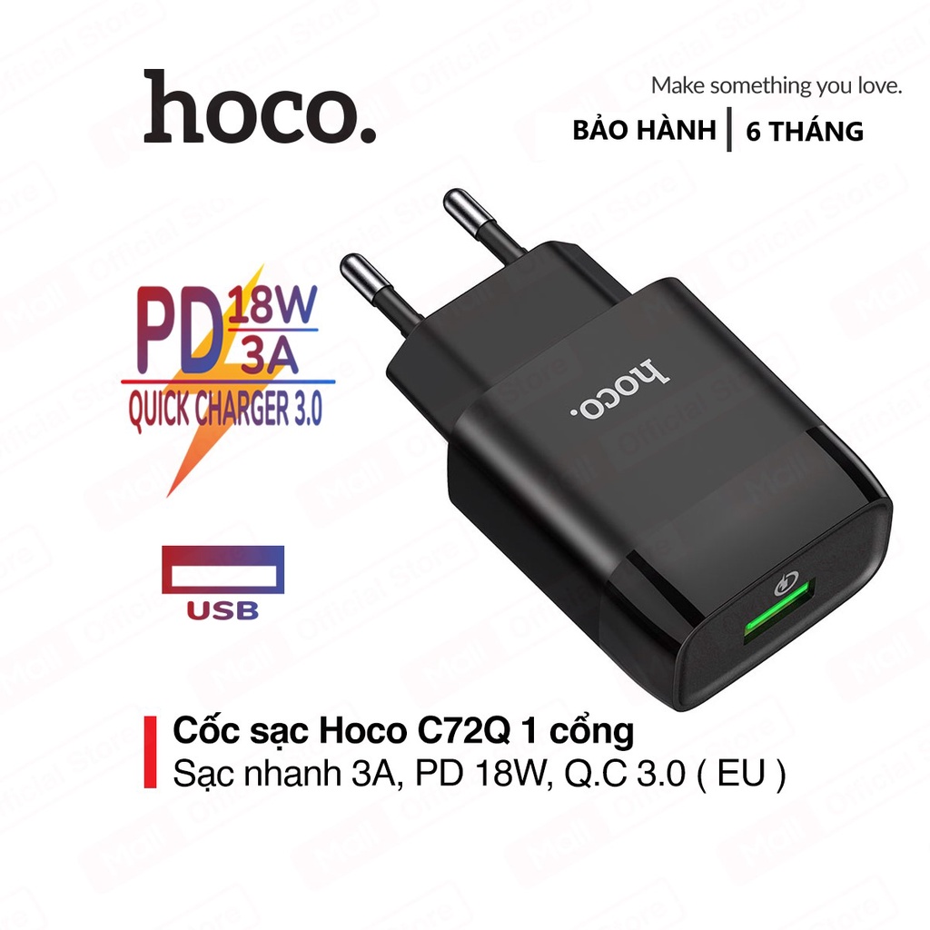 Củ Sạc nhanh Hoco 18w C72Q chính hãng