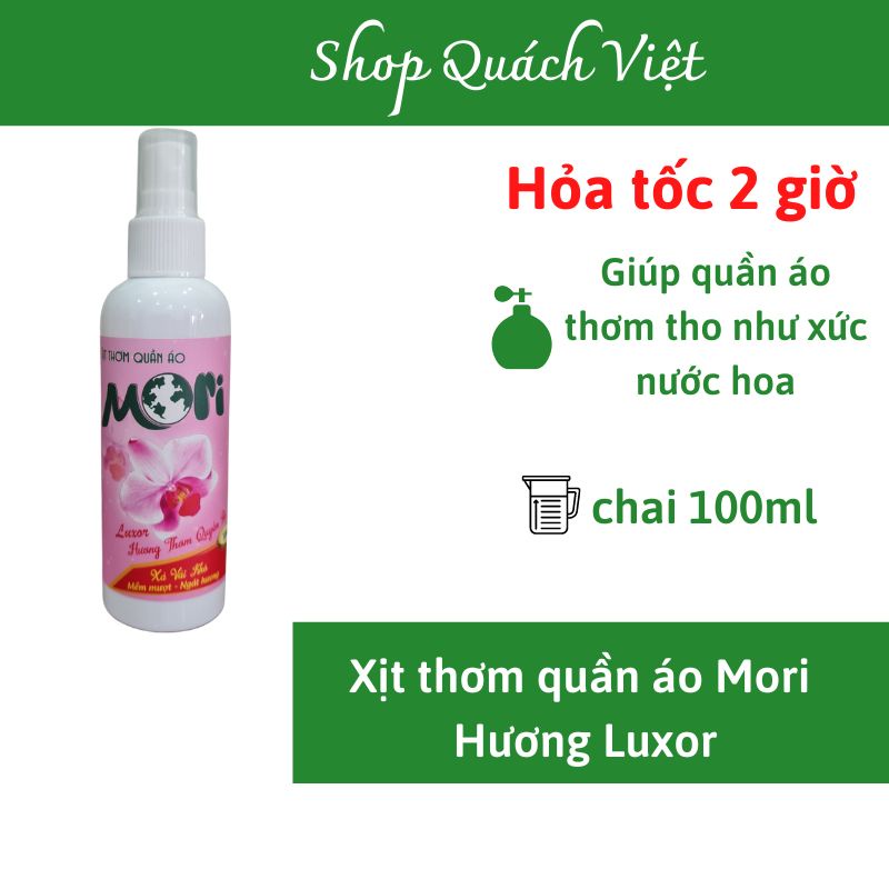 Xịt thơm quần áo mori hương luxor, xịt khô giúp quần áo thơm tho như xức nước hoa, chai 100ml, quachviet208