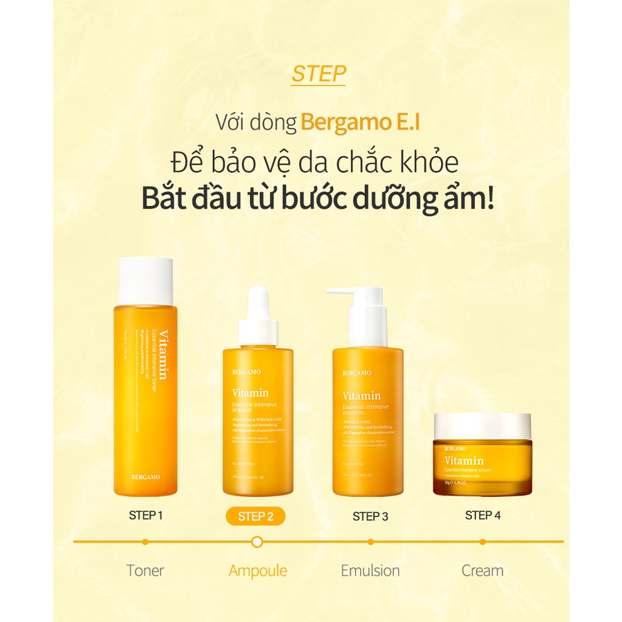 Serum dưỡng trắng da BERGAMO tinh chất vitamin tăng cường thiết yếu 150ml