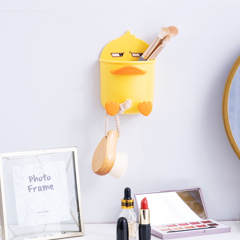 Thùng Rác Treo. Kệ treo tường Đựng Bàn Chải Đánh Răng / Lược Đa Năng Hình Chú Vịt Sáng Tạo