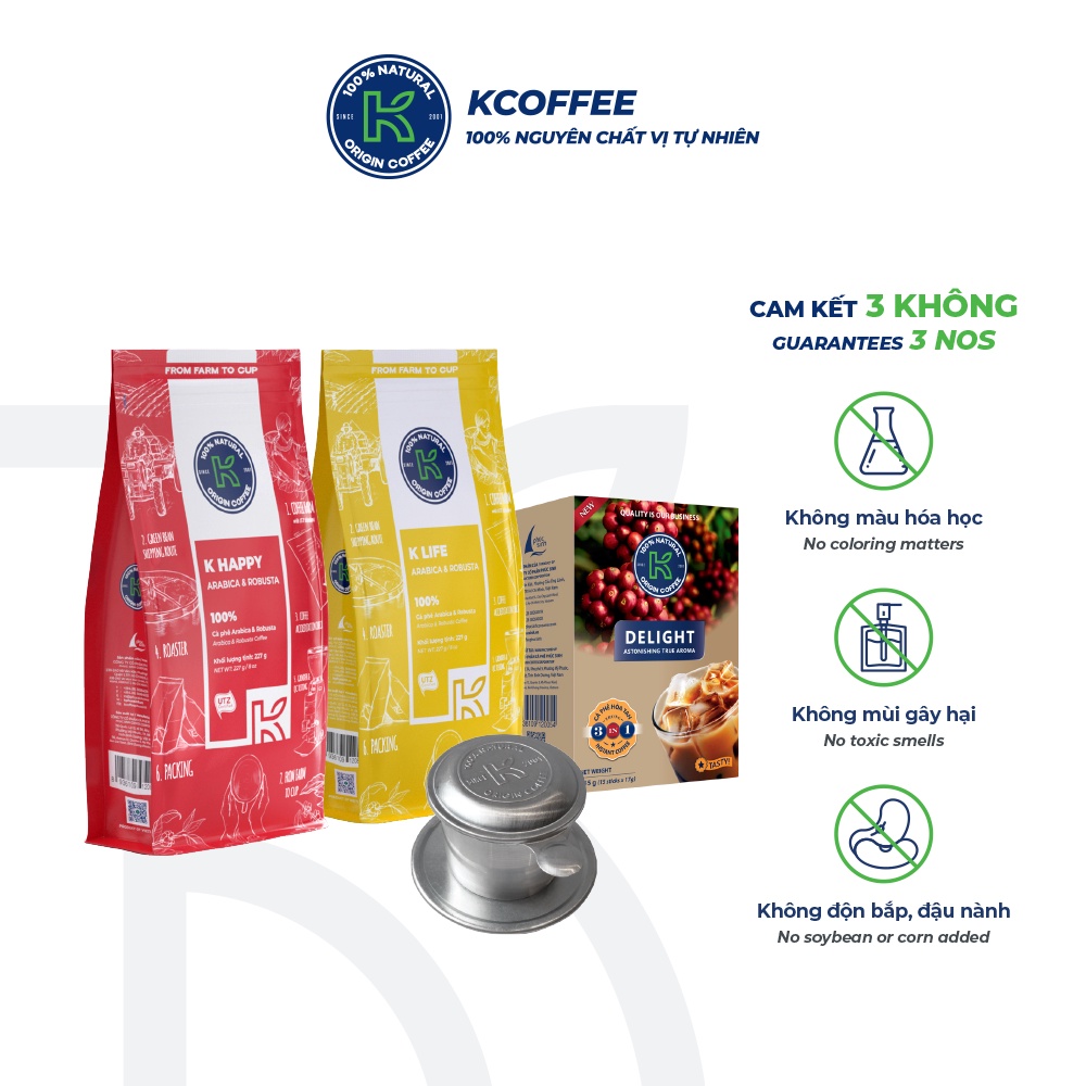 Hộp quà cà phê rang xay Robusta Arabica và cà phê hoà tan Love Box 4 thương hiệu K Coffee