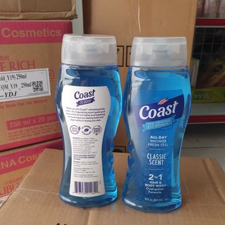 Sữa tắm gội toàn thân coast body wash 2in1 532ml