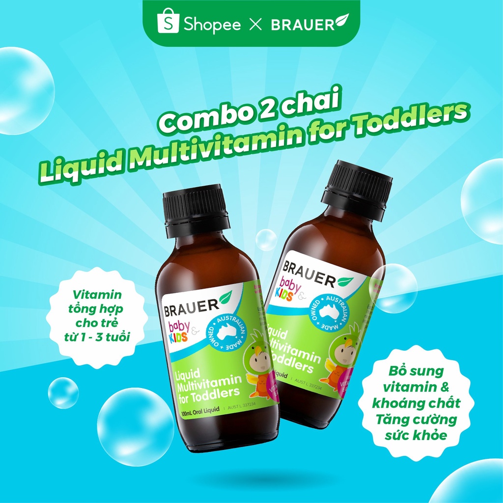 Combo 2 chai Toddler Brauer Vitamin tổng hợp cho trẻ từ 1-3 tuổi 100ml