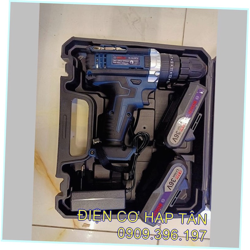 Máy Khoan BOS 36V Có Búa Lõi Đồng  - 2 Pin Bắt Vít, Khoan Sắt, Khoan Tường, Khoan Gỗ