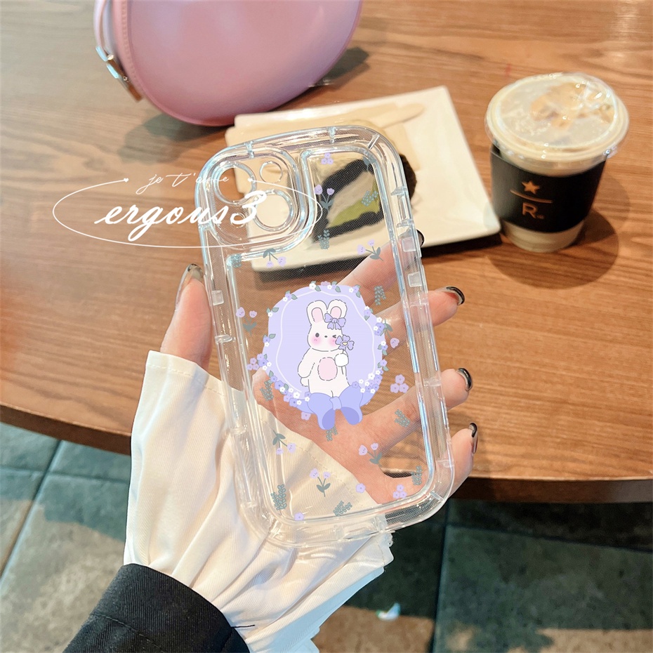 Ốp Điện Thoại TPU Mềm Đệm Khí Hình Thỏ Lavandula Cho iPhone 14 13 12 11 Pro Max SE2020 X XR Xs Max 7 8 Plus