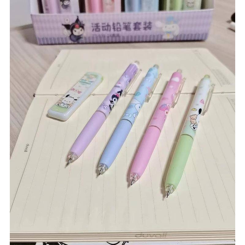 Bộ Ngòi Bút Chì 4 Kiểu Sanrio Kuromi 0.5mm Cho Học Sinh Tiểu Học Và Làm Quà Tặng Đặc Biệt
