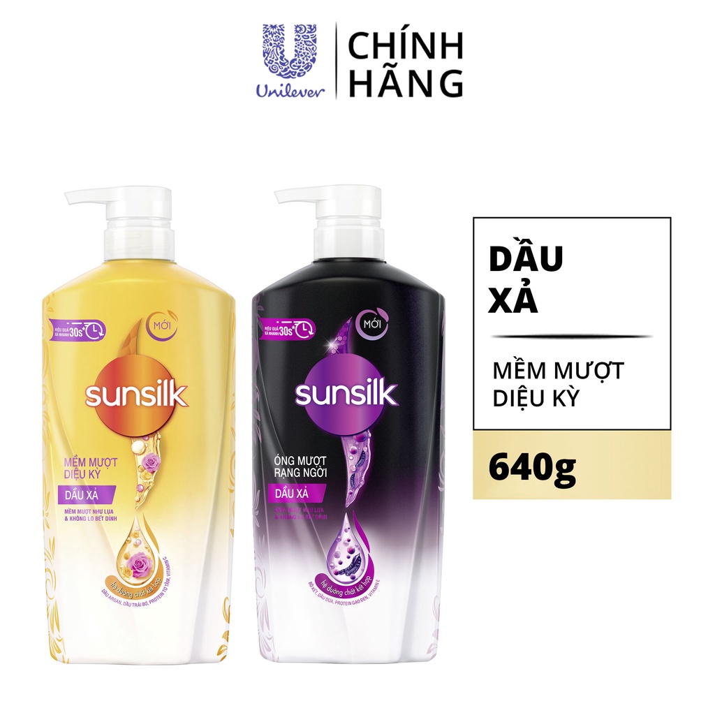 Dầu xả Sunsilk 640g với tinh dầu Trái Bơ và dầu Argan cho mái tóc không xơ rối và bết dính