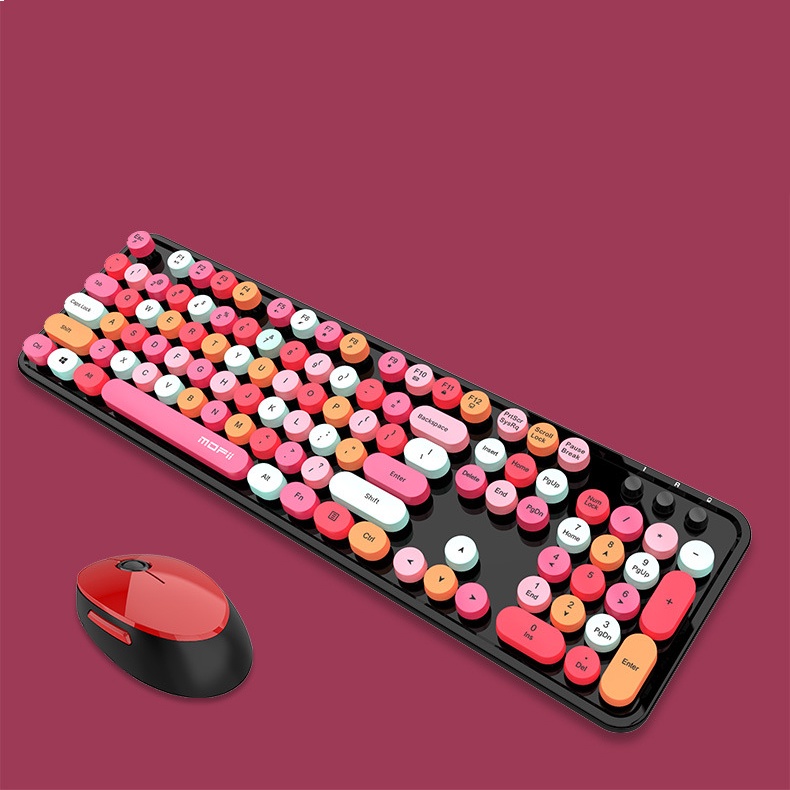 Combo bàn phím chuột không dây MOFii Sweet, 104 phím, hàng chính hãng, nhiều màu dễ thương, bàn phím giả cơ