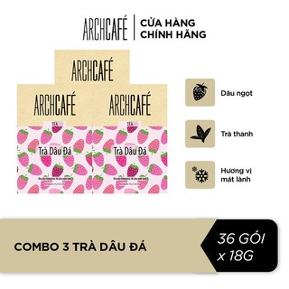 Combo 3 Trà Dâu Đá - Trà trái cây hoà tan Archcafé (hộp 12 gói x 18g)