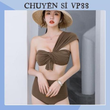 Bộ Đồ Bơi Tắm Biển Bikini 2 Mảnh Thắt Nơ Xoắn Ngực Lệch Vai 88120 Shop Chuyên Sỉ 👙 i