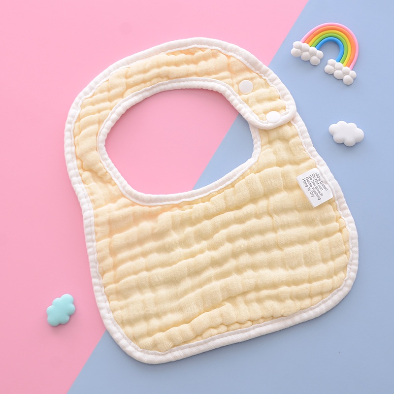 Yếm cho bé ăn dặm 8 lớp, hình chữ U, chống thấm cao cấp 100% Cotton