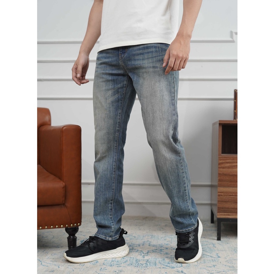 Quần jean nam xanh bạc JONATHAN QJ051 vải denim trơn cao cấp co dãn nhẹ 4 chiều, form dáng chuẩn đẹp, hottrend