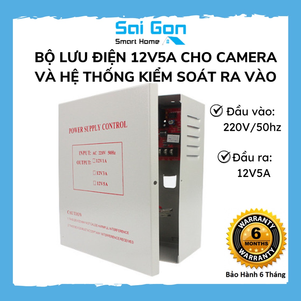 Bộ Lưu Điện UPS 12v5a  Cho Camera, Modem Wifi, Kiểm Soát Cửa, Khóa Điện,...
