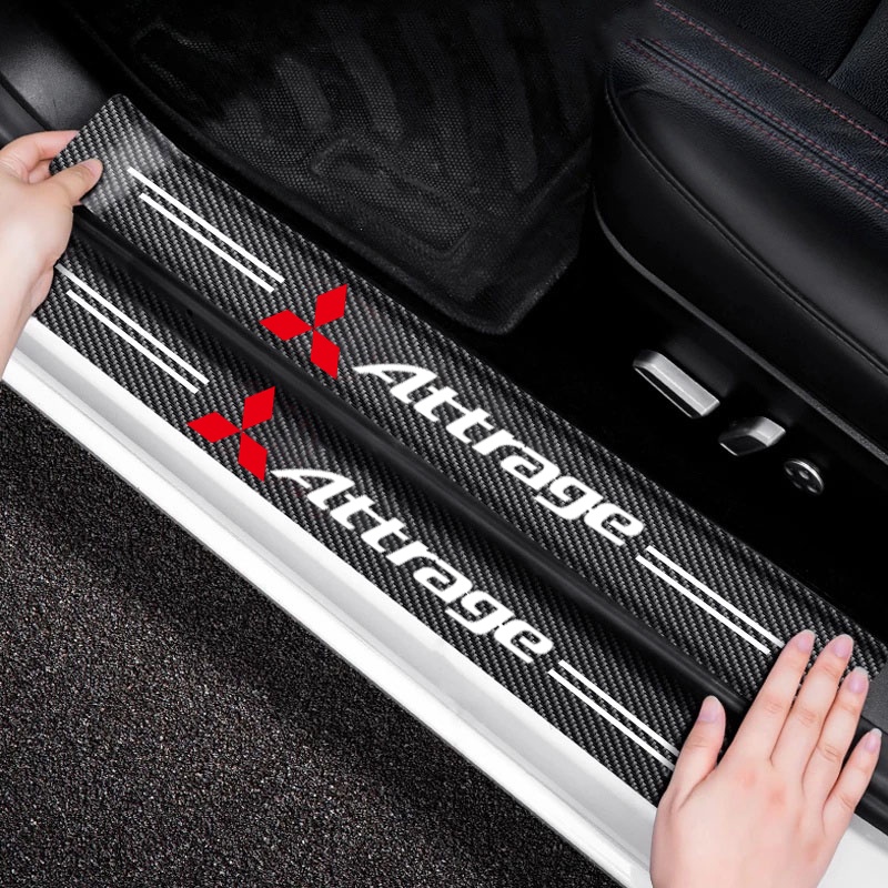 Miếng Dán Cửa Xe Hơi Bằng Sợi Carbon Chống Trầy Tiện Dụng Cho Mitsubishi Attrage RalliArt