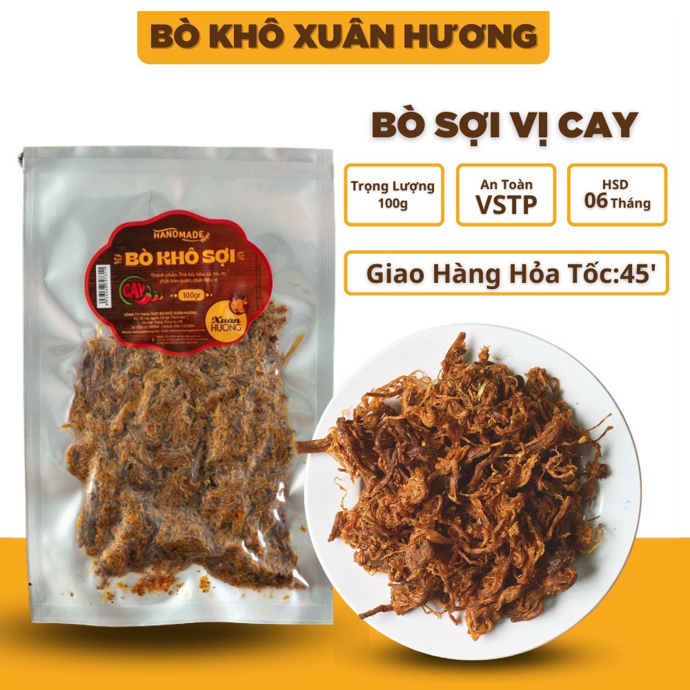 Bò Khô Sợi XUÂN HƯƠNG vị cay đặc biệt thơm ngon 100g