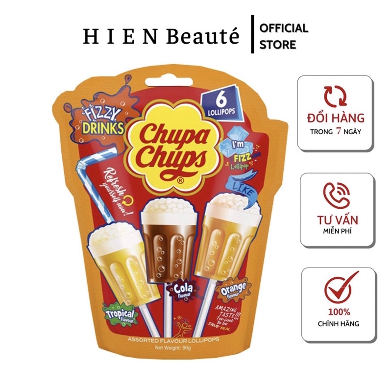 Kẹo Chupa Chups Fizzy Drinks 90g ( Bịch 6 cây )