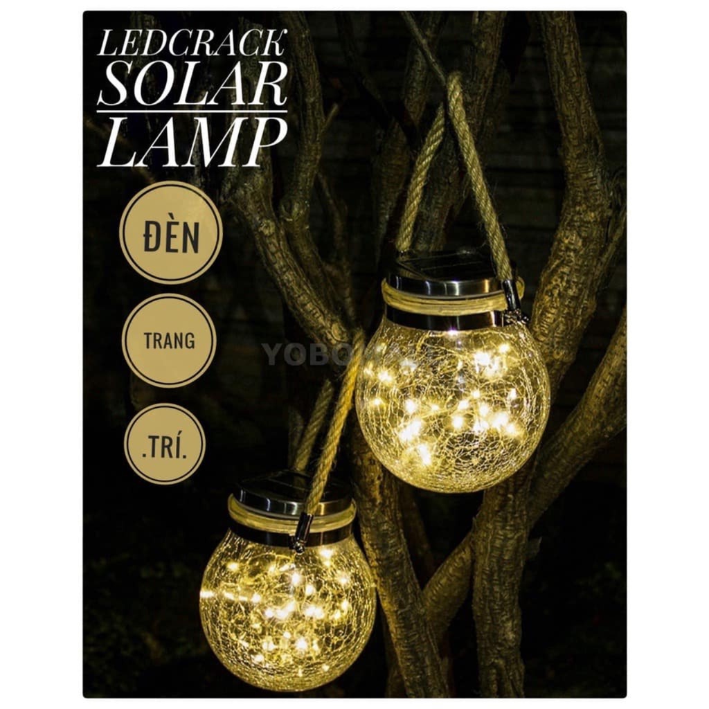 Đèn led trang trí bình thủy tinh tròn treo nhà hàng,cà phê,sân vườn năng lượng mặt trời - New Shopping