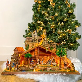 Mô hình Hang Đá Giáng Sinh 3D trang trí Noel 48x23x33cm