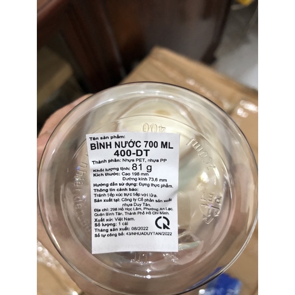 BÌNH NƯỚC 700ML DUY TÂN NESCAFE MILO MỚI - CÓ VẠCH CHIA NHẮC NHỞ