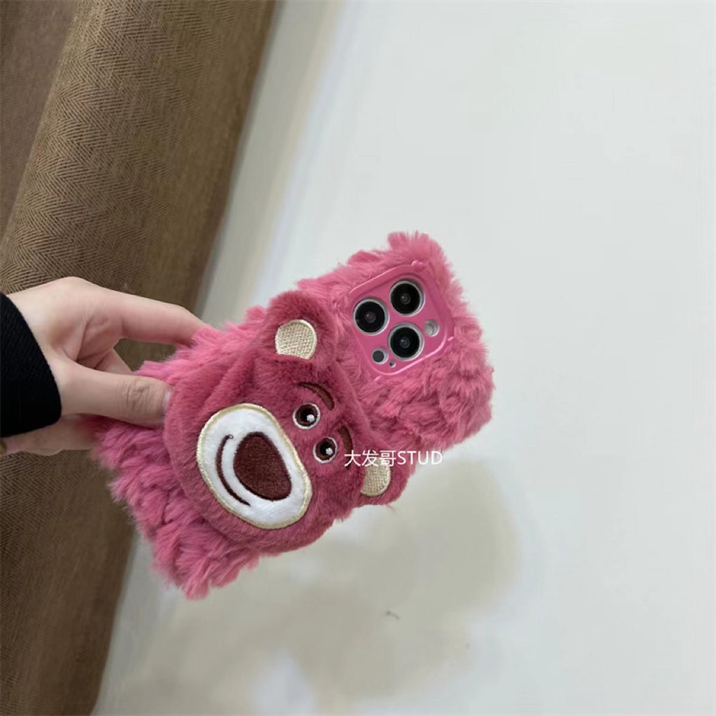 Dễ Thương Ốp Điện Thoại Silicon Hình Gấu Hồng Dâu Tây Kiểu Nhật Hàn Cho iphone13promax 14 12 11 x