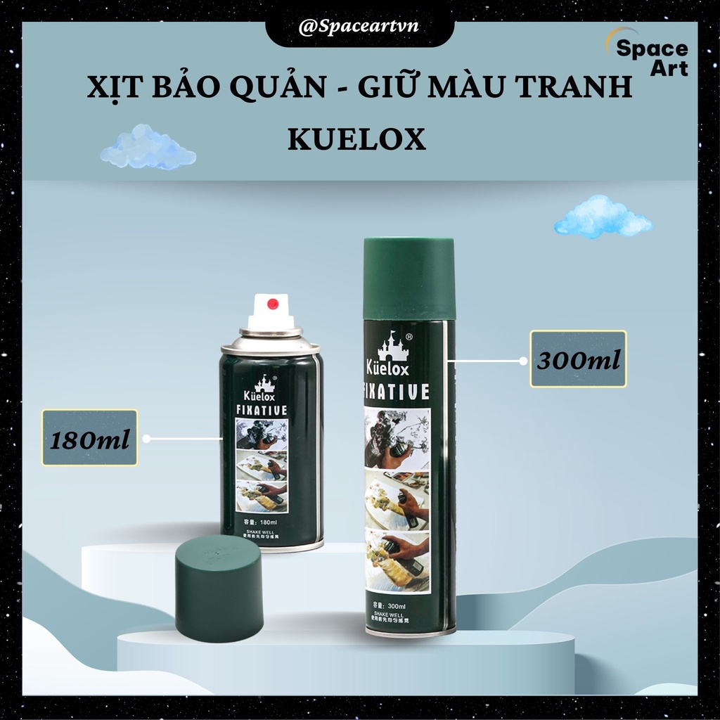 Xịt Bảo Quản Tranh - Giữ Màu Tranh Kuelox (Than chì, Chì màu, Phấn tiên, Màu nước, Sáp dầu)