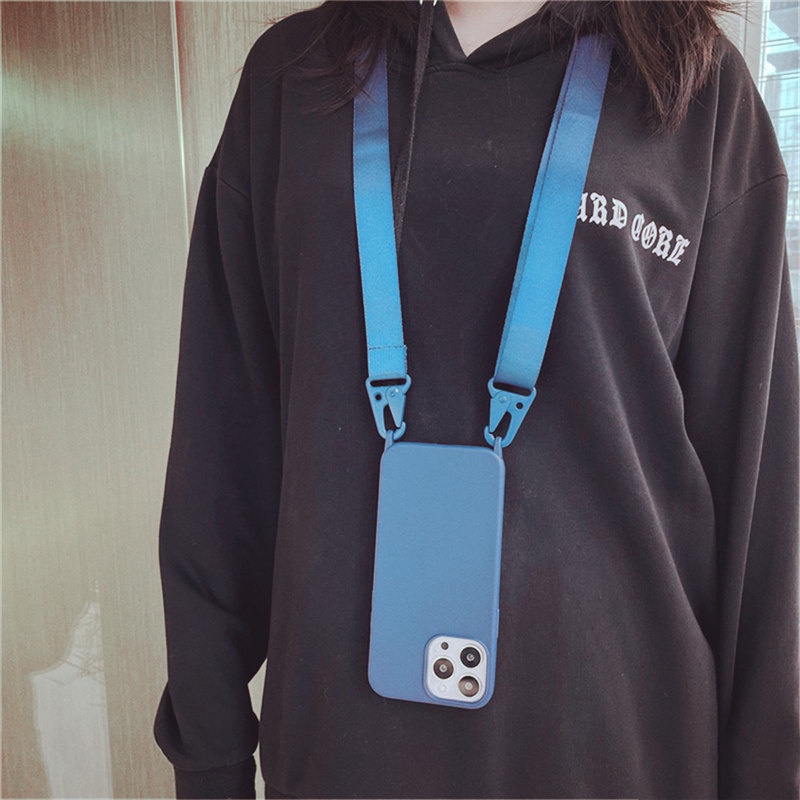 Ốp Điện Thoại Silicon Dẻo Kèm Dây Đeo Vai &amp; Vòng Cổ Cho IPHONE 14 PRO MAX 13 12 PRO MAX 14 PLUS 13 Mini