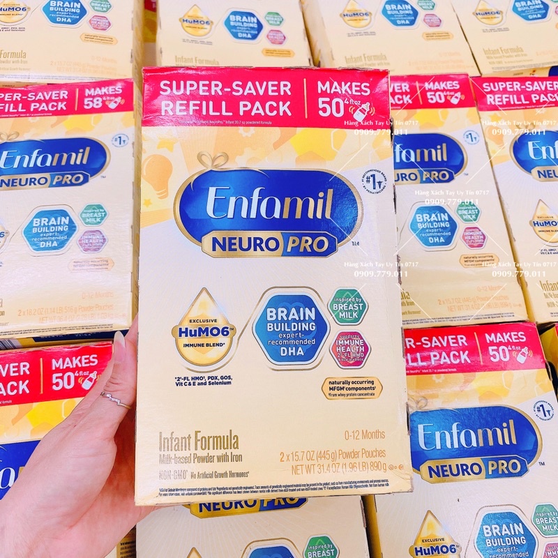 THANH LÝ LỖ HỘP MÓP Enfamil Neuro Pro vàng Infant Formula chuẩn Mỹ đi Air 890g