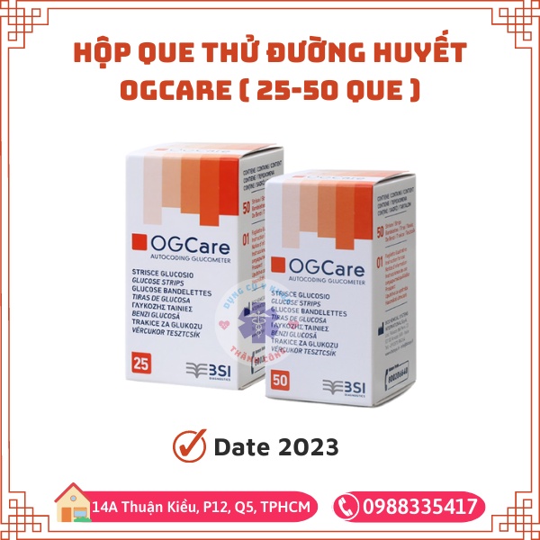 Hộp que thử đường huyết OGCare chính hãng date mới (25-50 que)