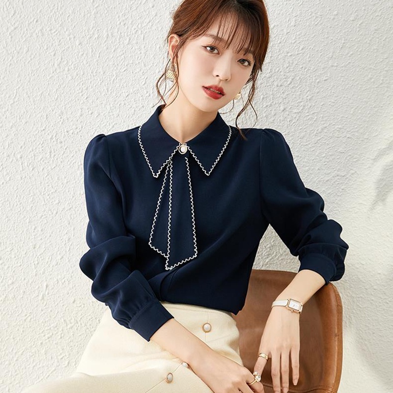 IELGY Áo Sơ Mi chiffon Dài Tay Thanh Lịch Thời Trang Cho Nữ