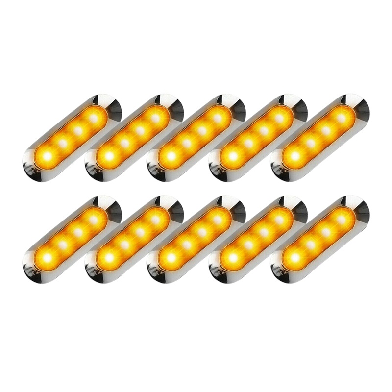 10x Màu hổ phách LED Xe tải Đèn đánh dấu bên 4LED Khe hở RV Camper 12V-24V