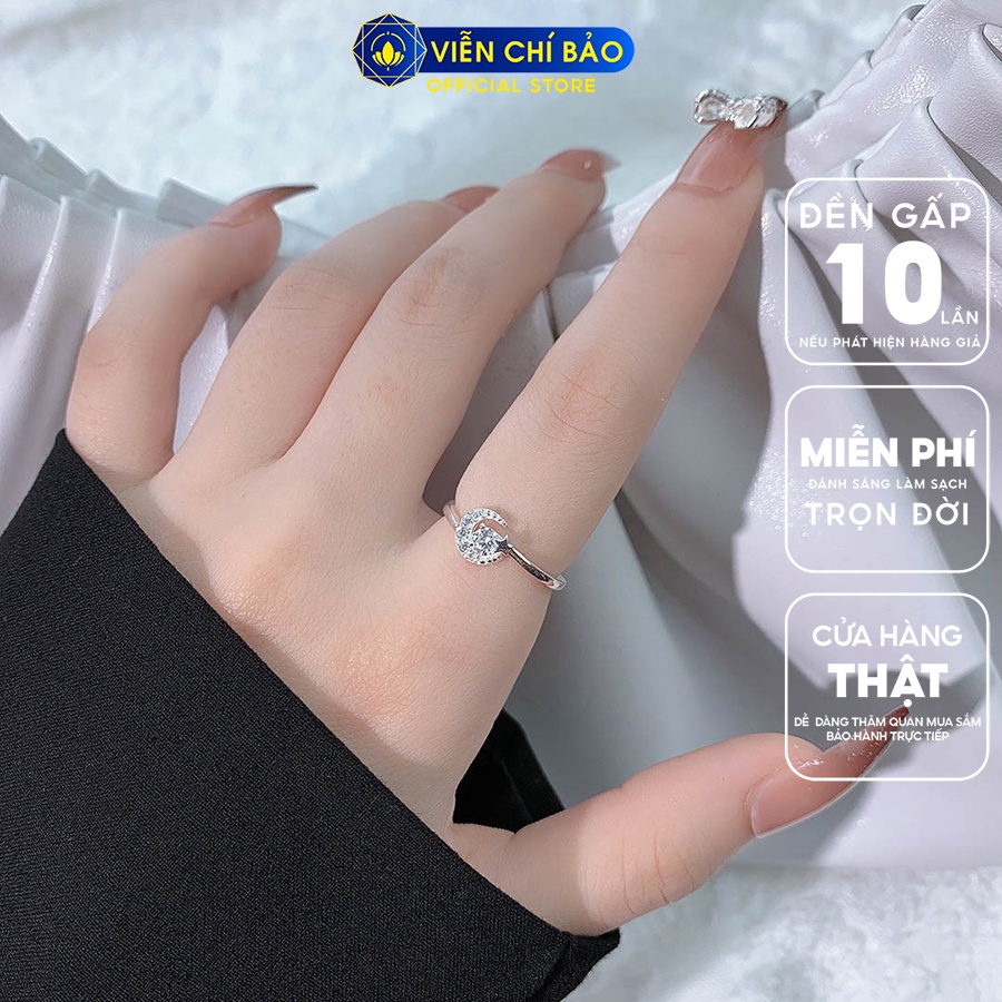 Nhẫn bạc nữ hình trăng sao chất liệu bạc 925 thời trang phụ kiện trang sức Viễn Chí Bảo N400861