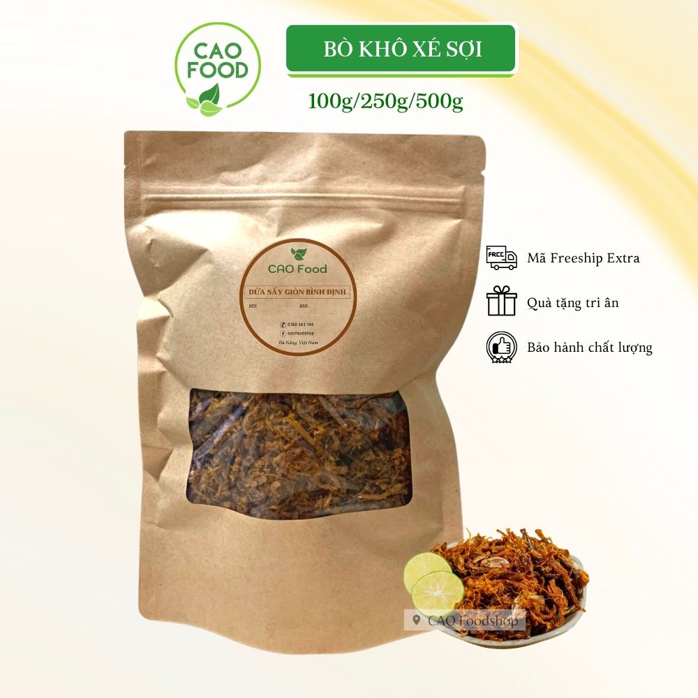 Bò Khô Sợi CAO Foodshop nhà làm cao cấp từ thịt thăn bò 100% - Đặc sản Đà Nẵng siêu ngon chuẩn vị phải thử