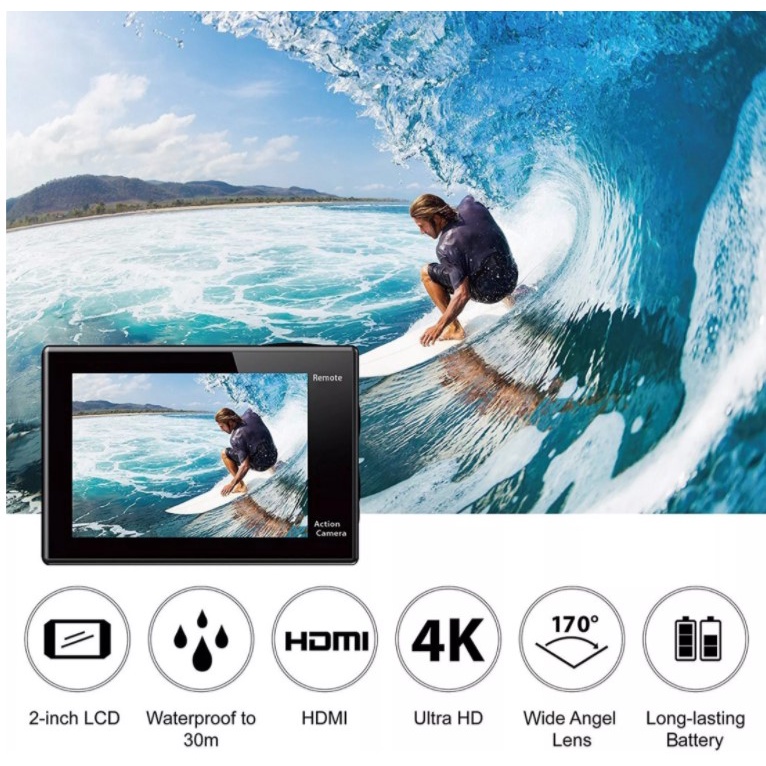Camera 4K Ultra HD hành trình xe máy CHỐNG NƯỚC, Chống Rung Lấy Nét Tự Động, Bảo hành 12 tháng