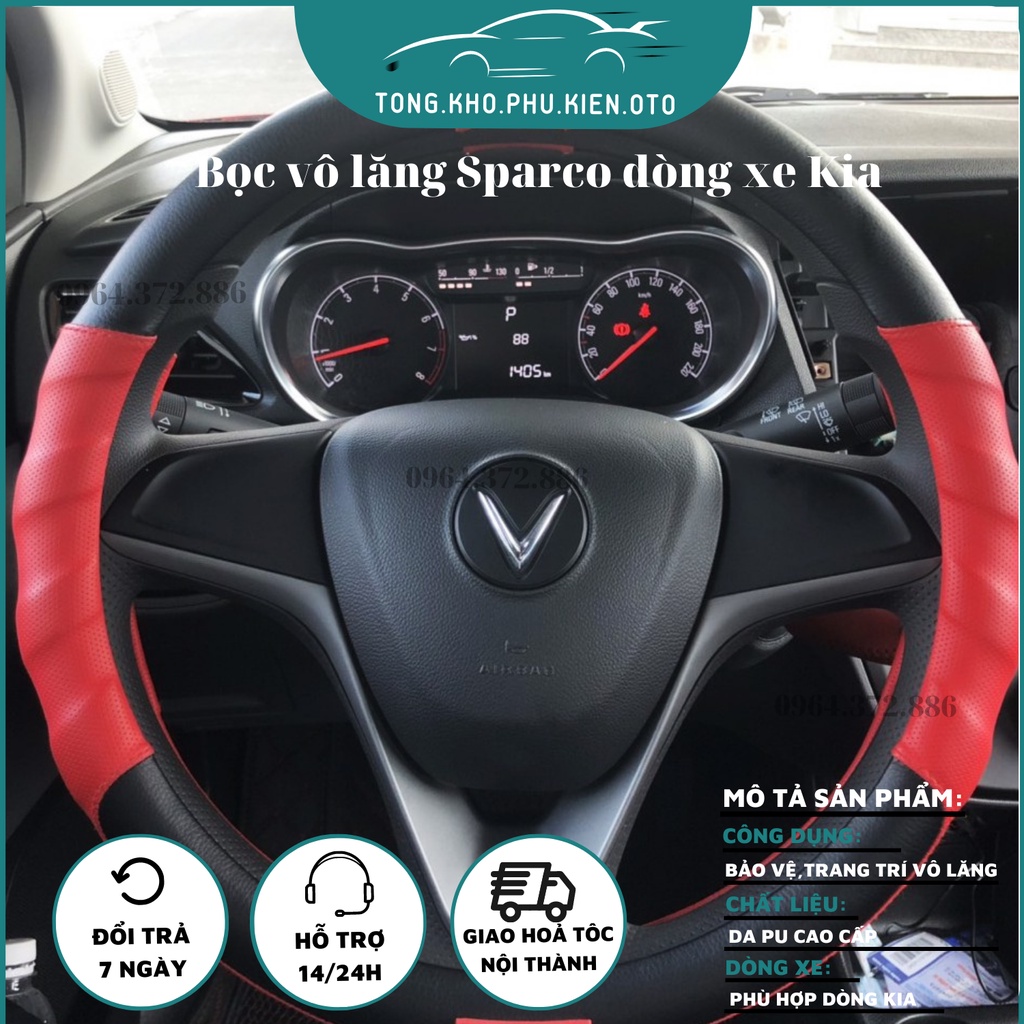 Bọc vô lăng Sparco xe KIA Morning, Cerato, K3, Sedona, Sorento, Soluto, Optima, Rondo, Forte, Rio, Spectra hàng đẹp