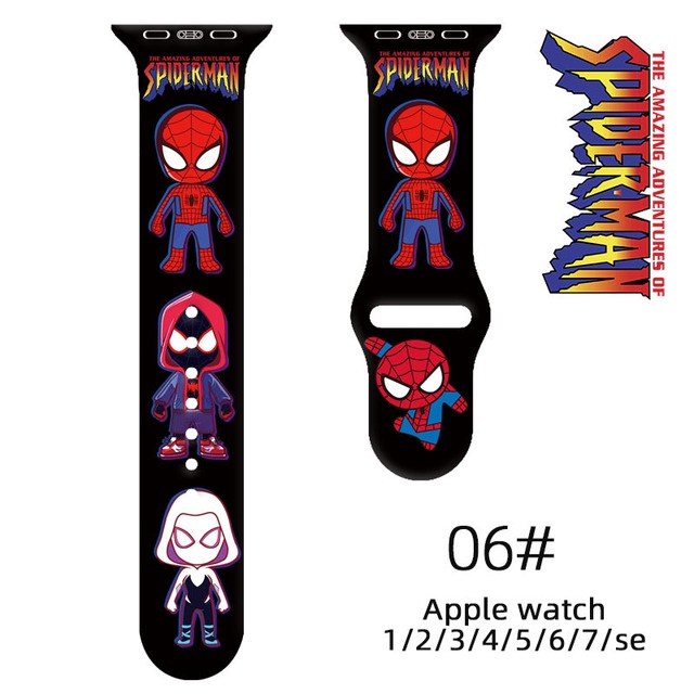 Dây Đeo Silicon Họa Tiết Người Nhện Marvel 45mm 44mm 40mm 42mm 41mm Cho Apple Watch SE765432 Vòng Đeo Tay Cho Dòng iWatch