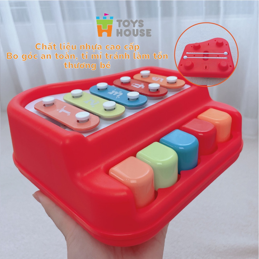 Đồ chơi đàn piano kết hợp gõ Xylophone 5 phím kèm 6 bản nhạc cho bé 9 tháng trở lên Toyshouse