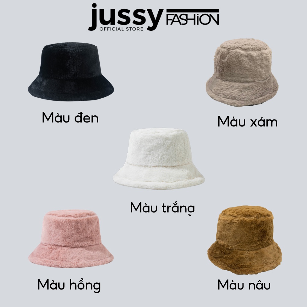 Mũ Bucket Len Lông Mịn Trơn JML06 Jussy Official Nón Tai Bèo Lông Cừu Hot Trend Phong Cách Hàn Quốc Dễ Thương