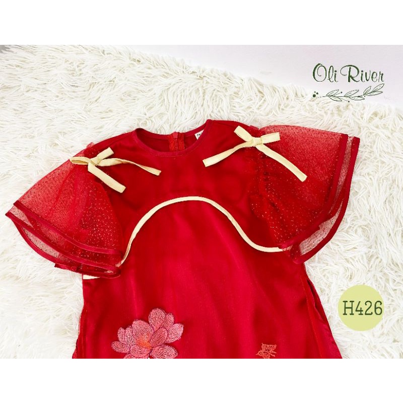 Áo Dài Tết XUÂN THỊNH VƯỢNG 4 TÀ chất voan tơ phối phi lụa haivanco cho bé từ 10 đến 40 kg mềm mại và thoáng mát