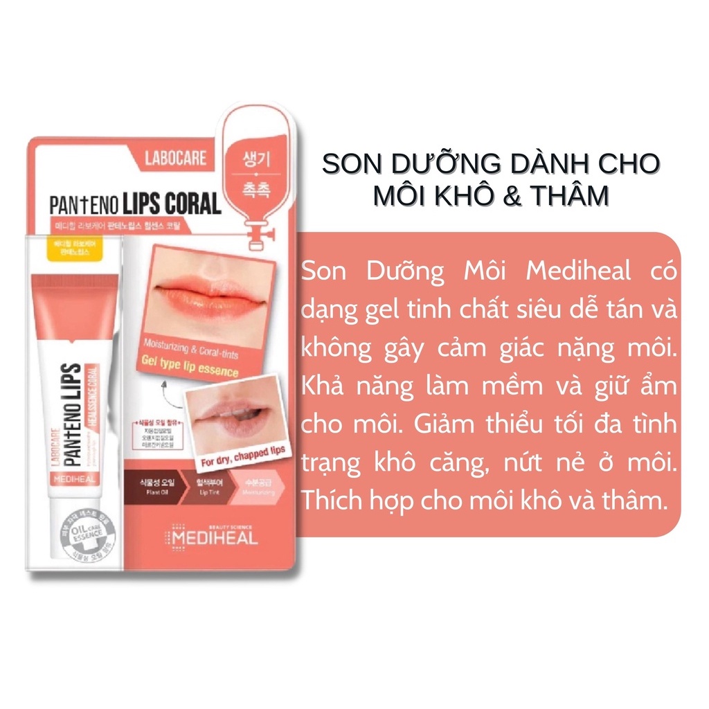 Son dưỡng Mediheal dưỡng thâm môi Healssence Coral 10ml NPP Tido88