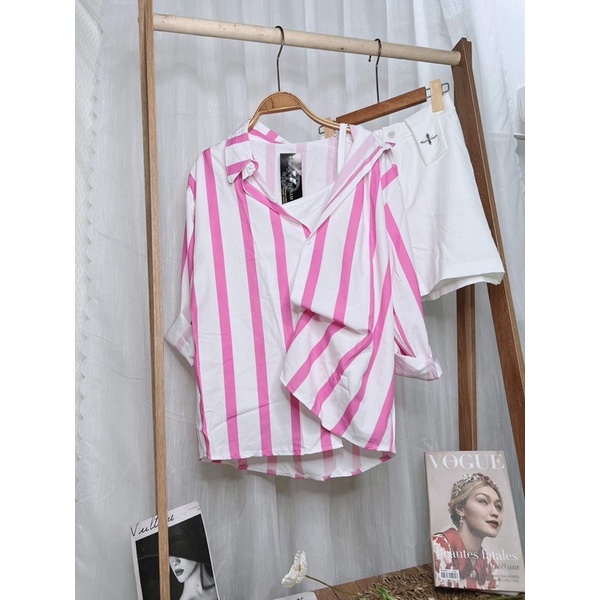 Sét 3 món sơ mi kẻ hồng TC6