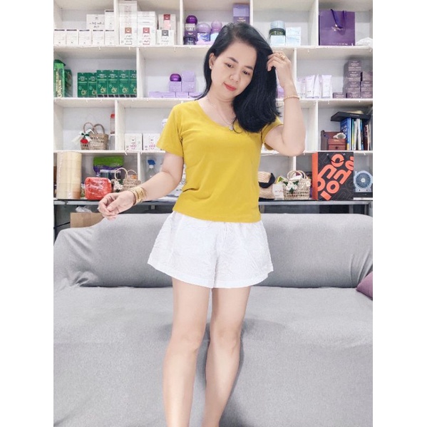 TPA80(XL...6XL). ÁO THUN NỮ CROPTOP BORIP CỔ TIM (cổ V) Tay Ngắn vnxk TuyenPhan Bigsize