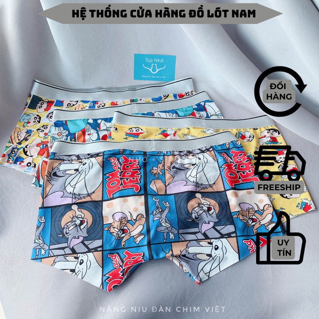 Quần lót nam thun lạnh combo 4c hoạ tiết đa dạng dáng boxer thoải mái