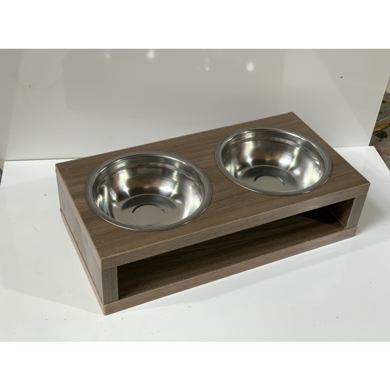 Khay ăn, bát ăn ngăn đôi chó mèo hàng gỗ xuất khẩu, bát ăn ngăn đôi chó mèo