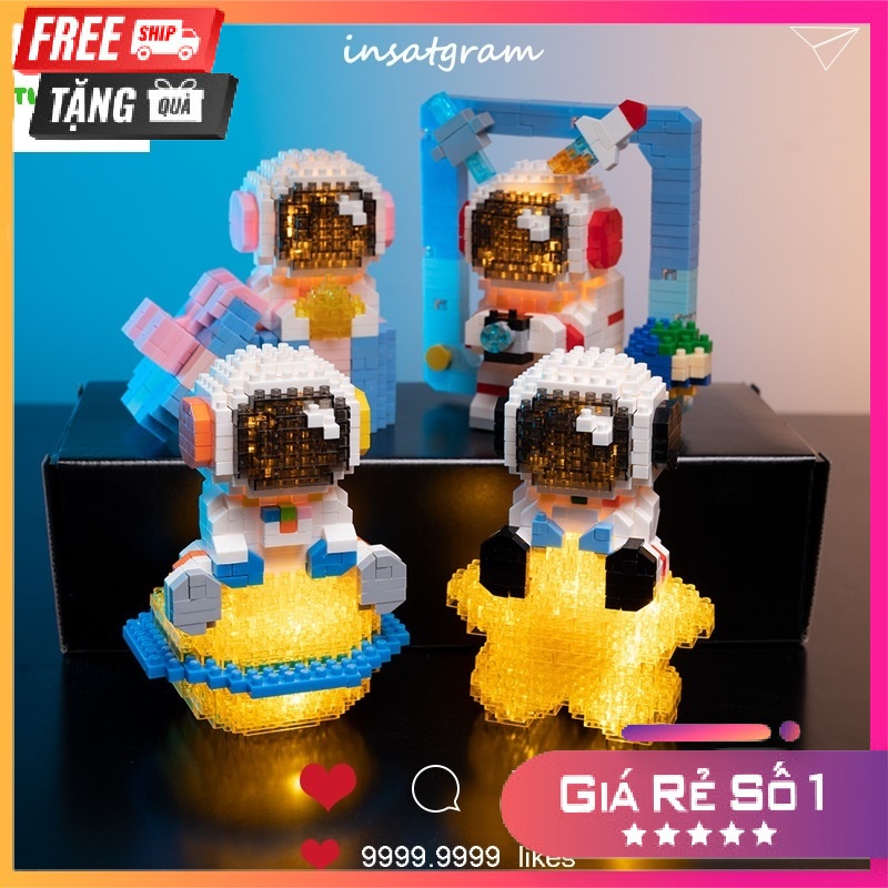 Mô Hình Lắp Ráp Lego Phi Hành Gia Siêu Cute Có Đèn Led