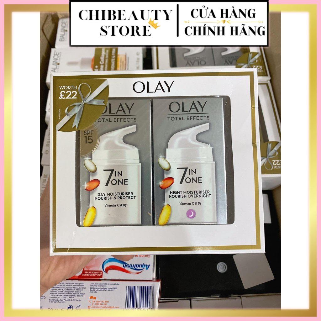 [Có Bill UK] Sẵn Mẫu mới Set Olay Kem chống lão hoá UK- Set kem dưỡng ngày đêm Olay