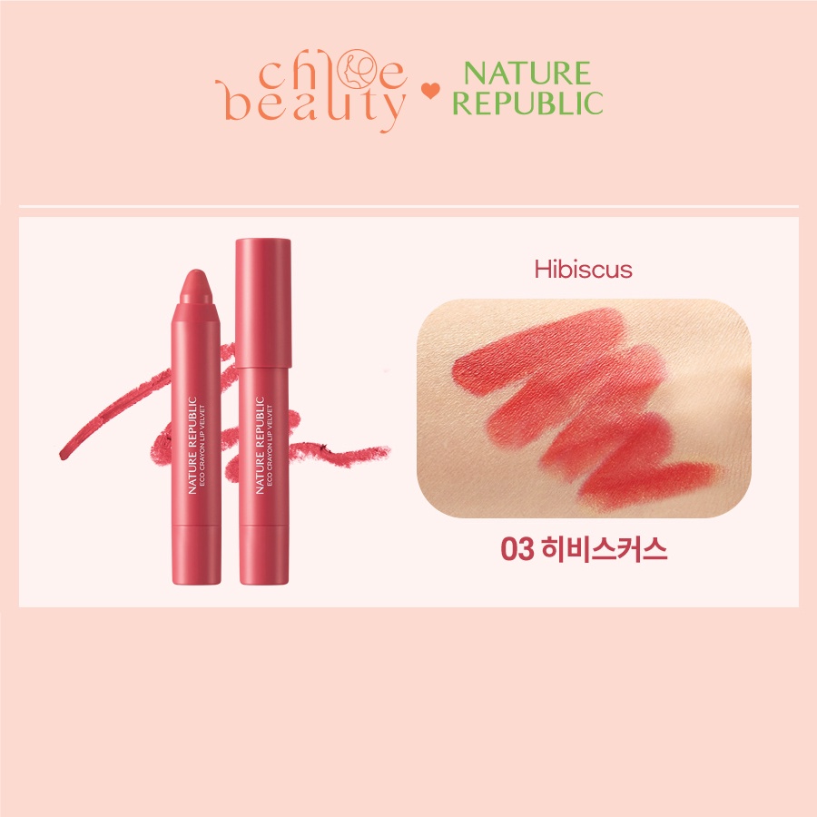 Son sáp mềm mướt như nhung NATURE REPUBLIC Eco Crayon Lip Velvet 2.8g